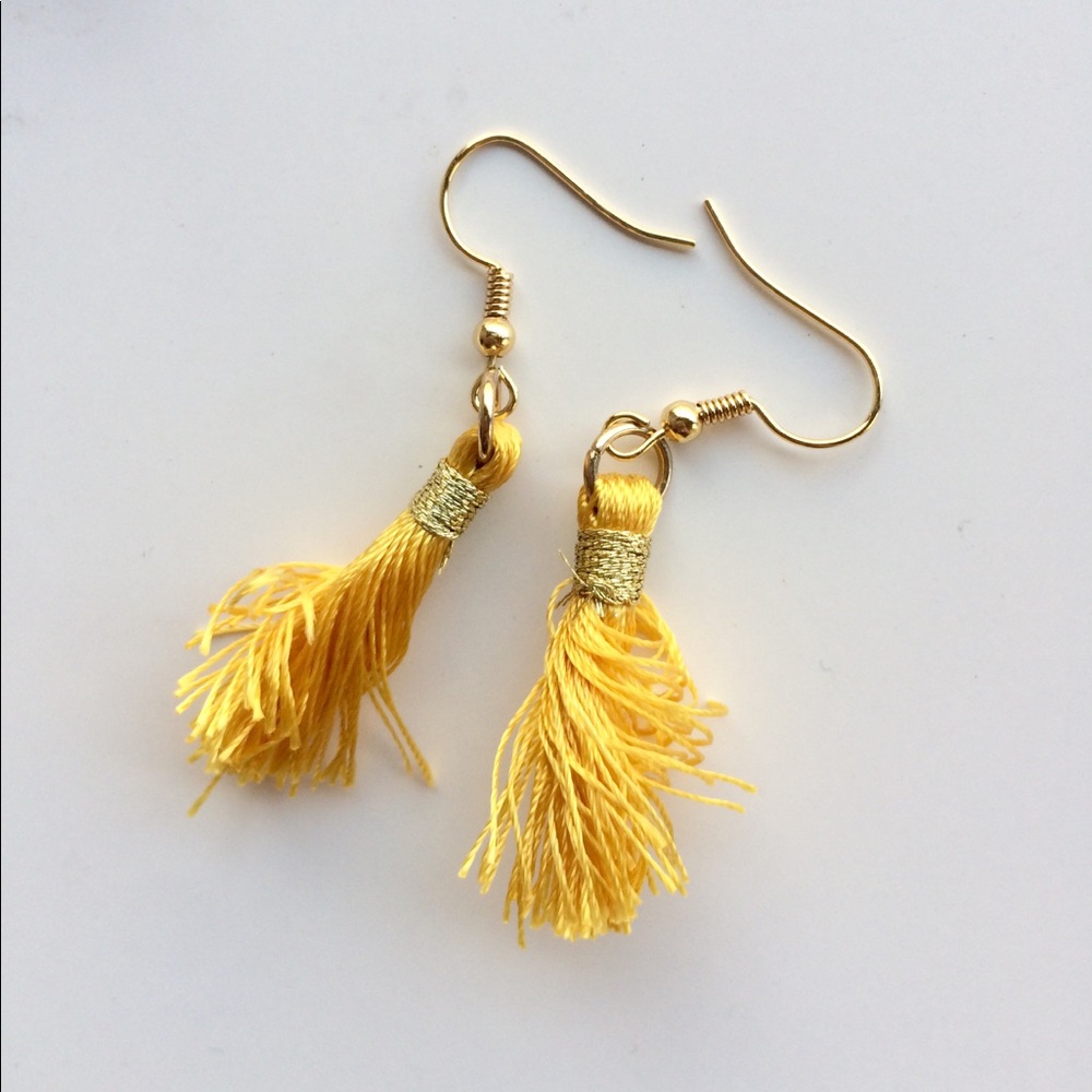 🆕 Handmade Yellow Tassel Earrings